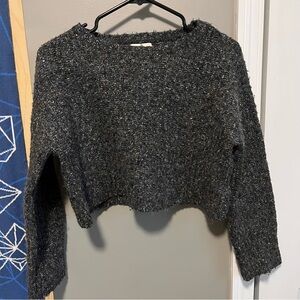 Charcoal Knit Cropped Sweater